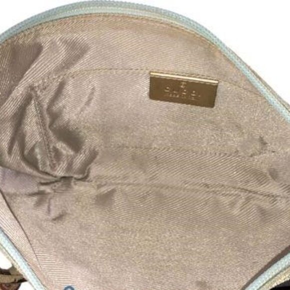xx SOLDXXSOLD  COA Gucci  GG Canvas Hobo Pouchette Blue with Gold Metallic - Picture 8 of 10